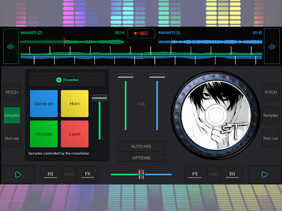 Controles de áudio do DJ Studio